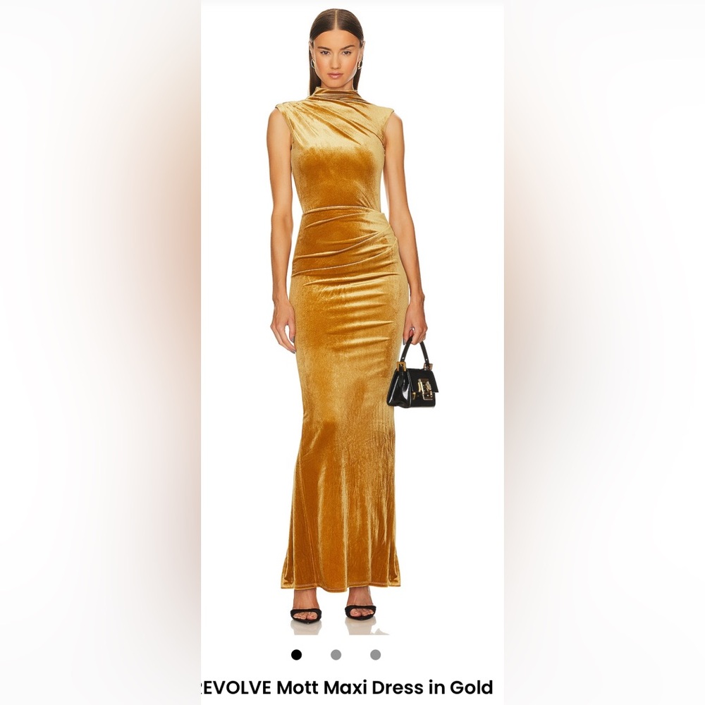 REVOLVE Gold Velvet Maxi Dress